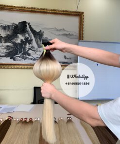 Vietnam Hair Extensions - Bulk Hair🎖️ ElsaHair Company 36 Bulk Hair - Ombre #1B / PlaWhite (Top 10cm)